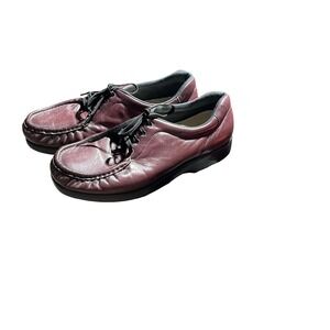 SAS Women's Burgundy Leather Comfort Lace Up Shoes Size 12 M